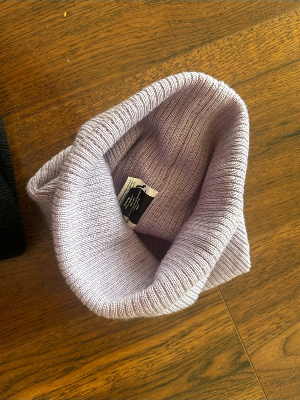 Lavender Knit Beanie with Leather Gengar (Pokemon) Patch